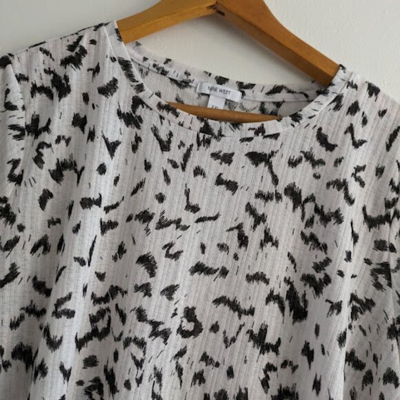 Nine West Black and White Print Blouse Size XXL - Picture 9 of 10
